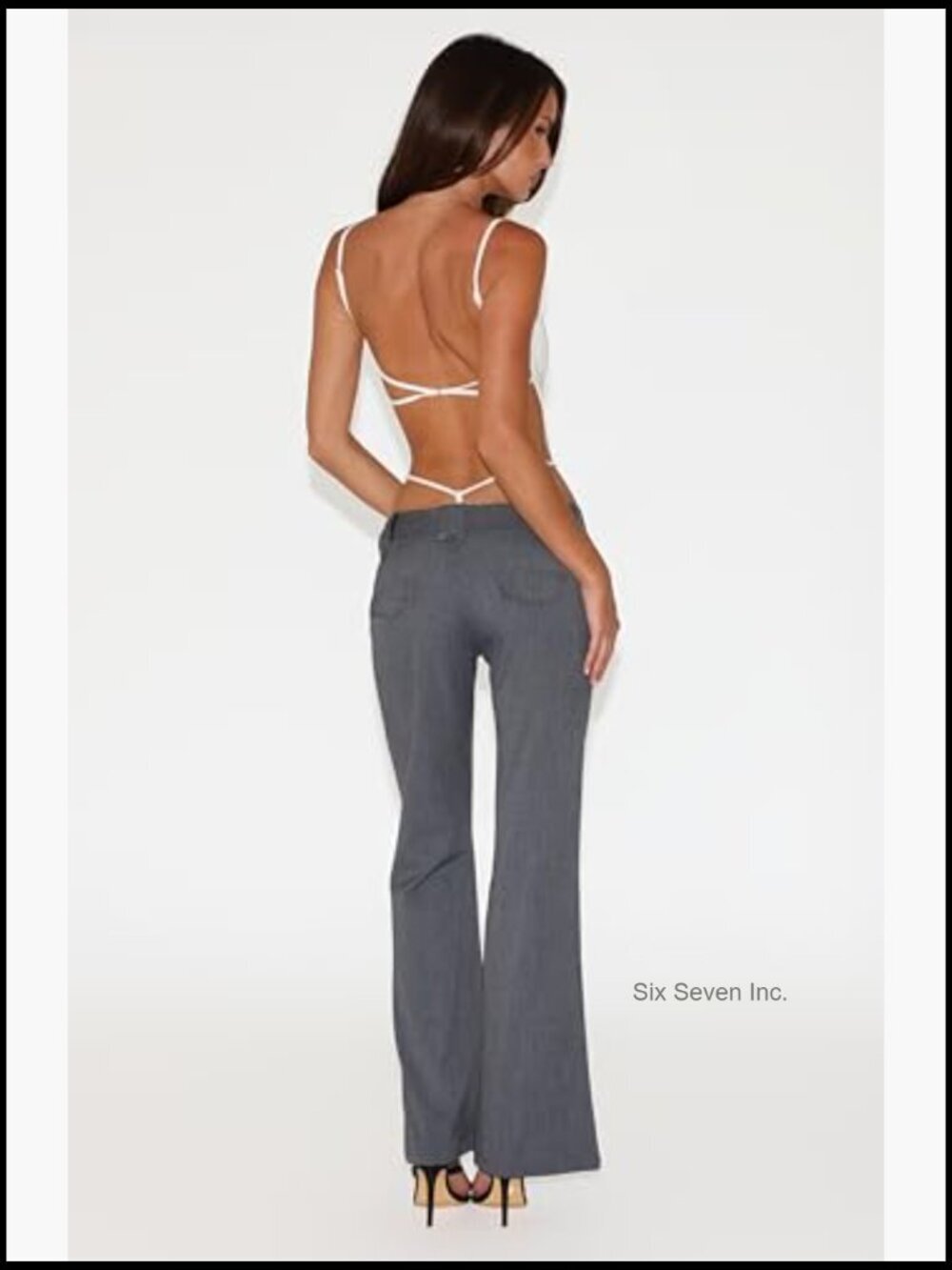 Low-Rise Trousers with Buttoned Waistband and Flare Leg - Picture 5 of 7